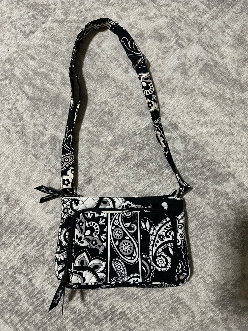 Vera Bradley Black & White Paisley Quilted Crossbody Bag